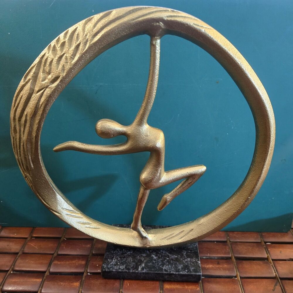 Dancing Woman Paravati Twirl Abstract Metal Sculpture Mounted On Marble Base